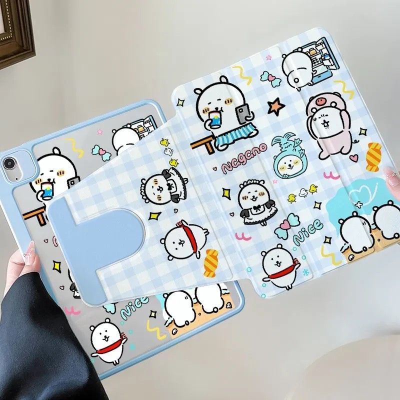 Tablet Accessories Case - Anime Chiikawa Rotate Three-fold Tablet Case